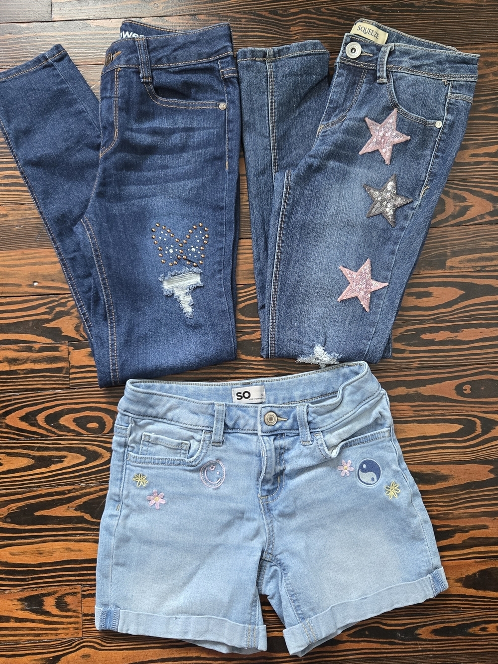 Girls Size 10 Back To School Denim Lot Squeeze Wallflower SO Jeans Shorts Bundle